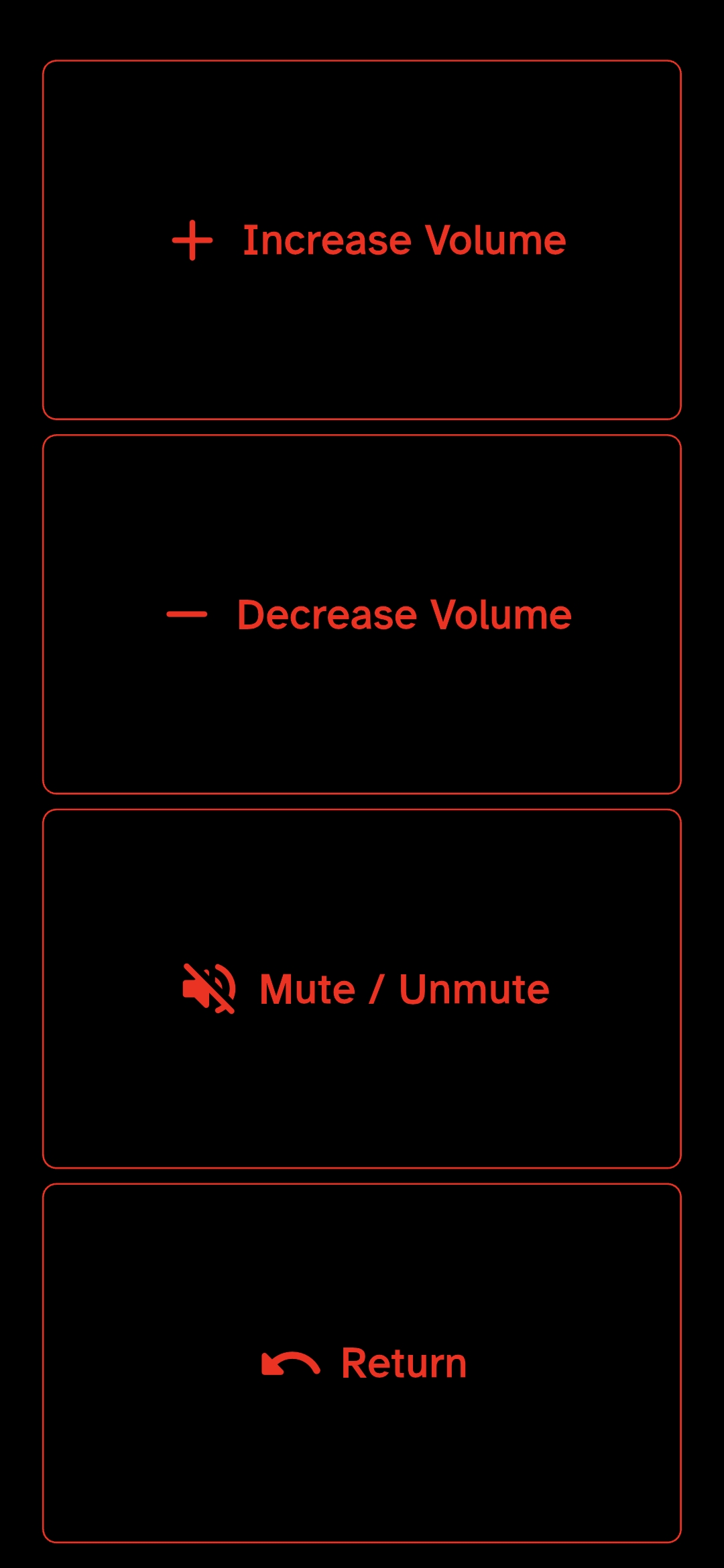 Volume control screen